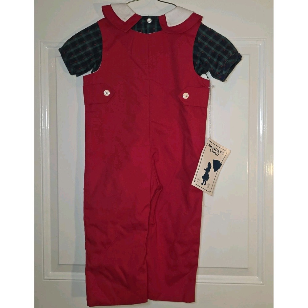 NWT Monday's Child Boys Longall Christmas 2T Traditional Southern Jon-Jon Set